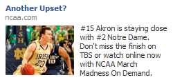 Super-smart: NCAA runs timely Facebook ads during games